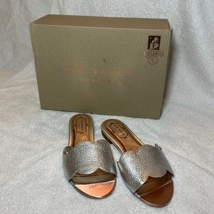 Ted Baker Women's Rhaill Slide Sandal, Silver. Never Worn